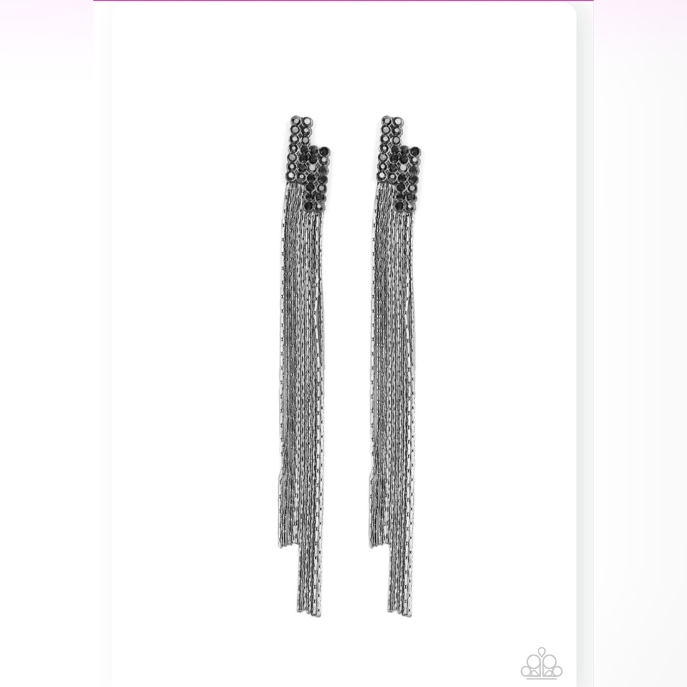 Radio Waves Black Post Earrings Gunmetal 🖤 Long Gorg